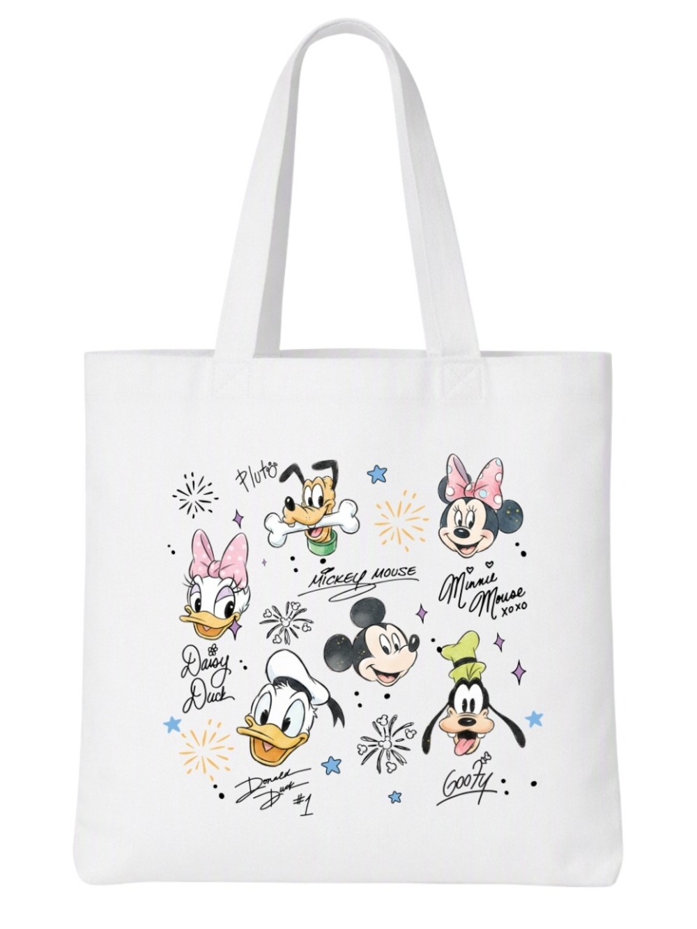 Disney Character White Canvas Tote Bag - Mickey & Friends